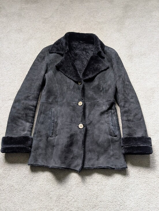 anagram Jackets & Blazers - Vtg Anagram Black Shearling Jacket Women's Size 38/Small